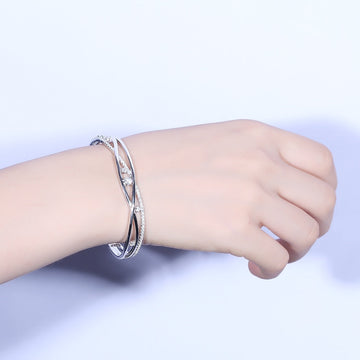 White Gold Plated Silver Moissanite Bracelet 6.025ctw