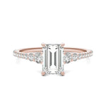 Load image into Gallery viewer, Emerald Signature Graduated Side Stone Engagement Ring
