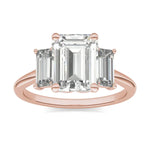 Load image into Gallery viewer, Bezel Emerald Moissanite Engagement Ring Three Stone (2.23 Ct)

