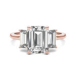 Load image into Gallery viewer, Bezel Emerald Moissanite Engagement Ring Three Stone (2.23 Ct)
