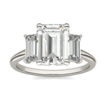 Load image into Gallery viewer, Bezel Emerald Moissanite Engagement Ring Three Stone (2.23 Ct)
