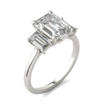 Load image into Gallery viewer, Bezel Emerald Moissanite Engagement Ring Three Stone (2.23 Ct)
