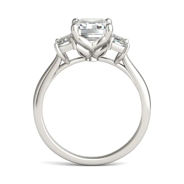 Bezel Emerald Moissanite Engagement Ring Three Stone (2.23 Ct)