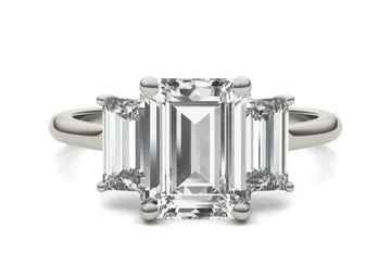 Bezel Emerald Moissanite Engagement Ring Three Stone (2.23 Ct)