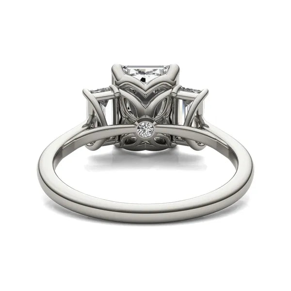 Bezel Emerald Moissanite Engagement Ring Three Stone (2.23 Ct)