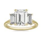 Load image into Gallery viewer, Bezel Emerald Moissanite Engagement Ring Three Stone (2.23 Ct)

