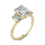 Load image into Gallery viewer, Bezel Emerald Moissanite Engagement Ring Three Stone (2.23 Ct)
