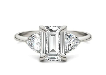 Emerald Claw Prong Trillion Three-stone Engagement Ring