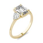 Load image into Gallery viewer, Emerald Claw Prong Trillion Three-stone Engagement Ring
