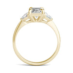 Load image into Gallery viewer, Emerald Claw Prong Trillion Three-stone Engagement Ring
