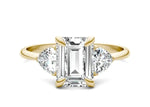 Load image into Gallery viewer, Emerald Claw Prong Trillion Three-stone Engagement Ring

