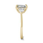 Load image into Gallery viewer, Emerald Claw Prong Trillion Three-stone Engagement Ring
