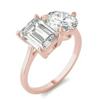 Load image into Gallery viewer, Round Brilliant and Emerald Toi et Moi Engagement Ring

