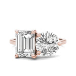 Load image into Gallery viewer, Round Brilliant and Emerald Toi et Moi Engagement Ring
