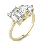 Load image into Gallery viewer, Round Brilliant and Emerald Toi et Moi Engagement Ring
