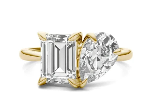 Emerald Pearfection Toi Et Moi Engagement Ring