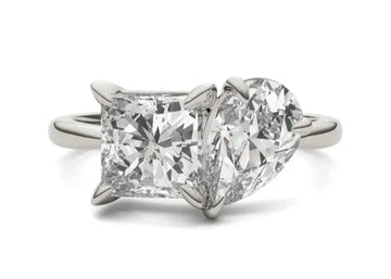 Princess Pear Faction Toi Et Moi Engagement Ring