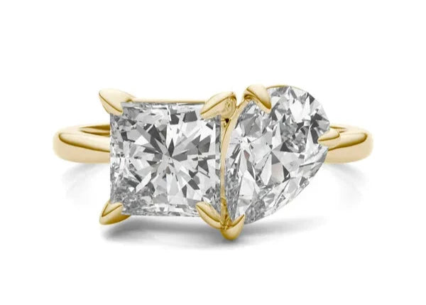 Princess Pear Faction Toi Et Moi Engagement Ring