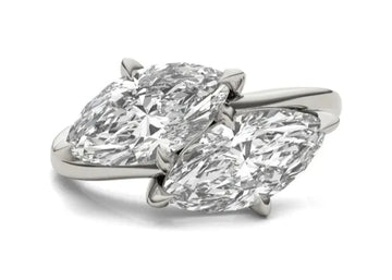 Matching Marquise Bypass Toi Et Moi Engagement Ring
