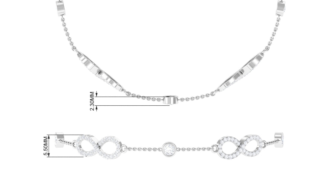 1.50 CT Moissanite Infinity Chain Bracelet - Moissanite - ( D-VS1 ) - Color and Clarity -