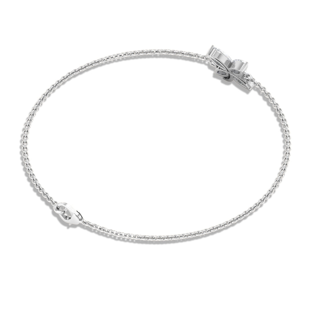 Moissanite Flower Chain Bracelet - Moissanite - ( D-VS1 ) - Color and Clarity - 92.5 Sterling Silver