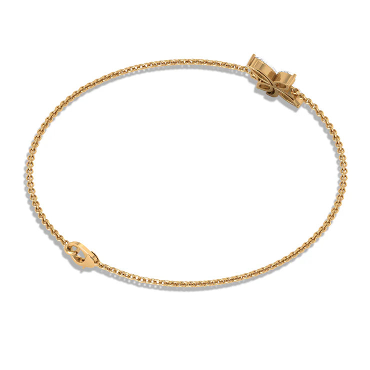 Moissanite Flower Chain Bracelet - Moissanite - ( D-VS1 ) - Color and Clarity - 92.5 Sterling Silver