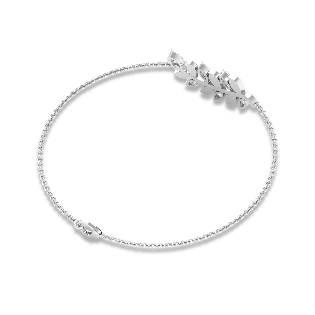 Moissanite Gold Leaf Branch Chain Bracelet - Moissanite - ( D-VS1 ) - Color and Clarity - 92.5 Sterling Silver