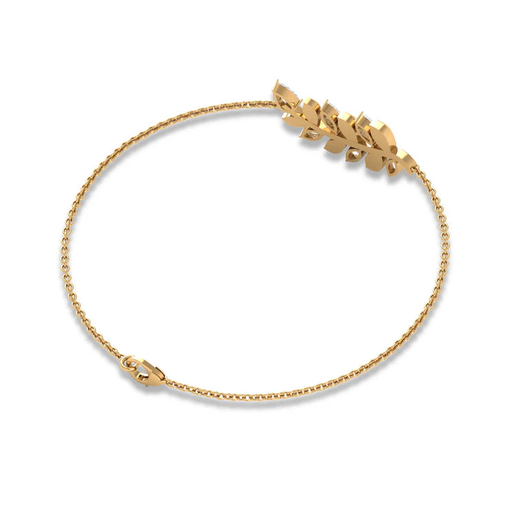 Moissanite Gold Leaf Branch Chain Bracelet - Moissanite - ( D-VS1 ) - Color and Clarity - 92.5 Sterling Silver