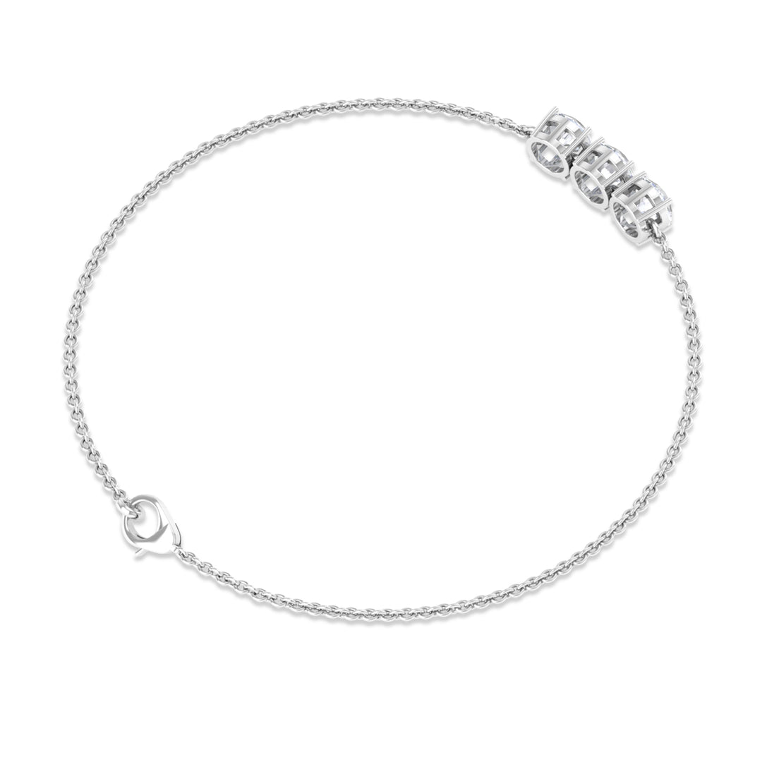 1.50 CT Moissanite Three Stone Chain Bracelet - Moissanite - ( D-VS1 ) - Color and Clarity - 92.5 Sterling Silver