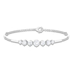 Load image into Gallery viewer, Moissanite Link Bar Bracelet with Graduated Style - Moissanite - ( D-VS1 ) - Color and Clarity - 92.5 Sterling Silver
