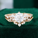 Load image into Gallery viewer, Snowdrift Round Moissanite Engagement Ring Set Cluster Bridal Ring Set
