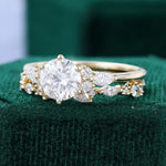 Load image into Gallery viewer, Round Cut Moissanite Engagement Ring Set Unique Bridal Set
