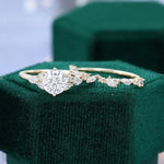 Load image into Gallery viewer, Round Cut Moissanite Engagement Ring Set Unique Bridal Set
