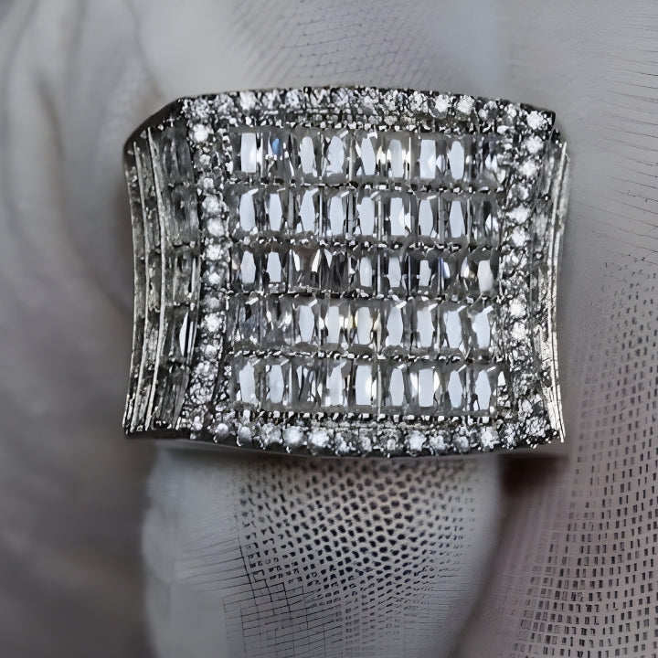 Diamond Ring For Men 925 Silver Baguette Ring
