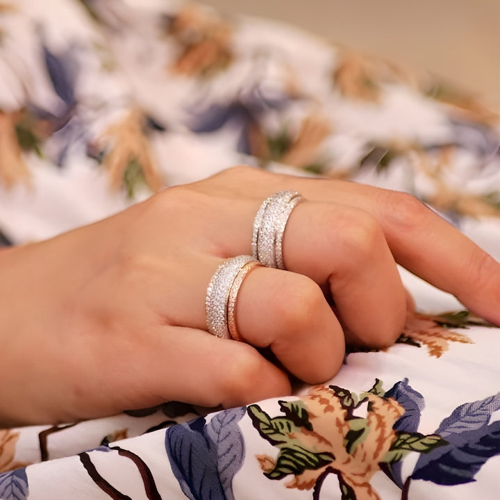Custom Order of 8mm Iced Out Ring, Moissanite Fidget Ring (No Spin)