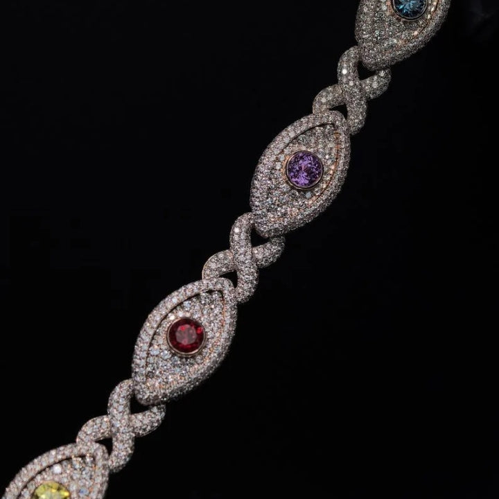 Custom Iced Out Evil Eye Link Bracelet