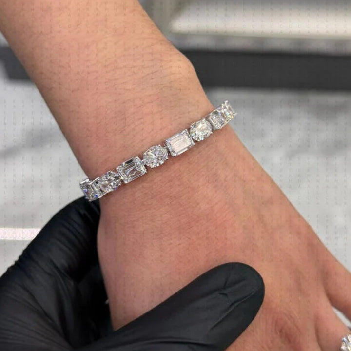 6 MM Emerald & Oval Moissanite Diamond Tennis Bracelet