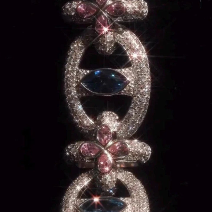 Men's Iced Multi Shape Link Bracelet & 925 Sterling Silver with VVS1 Moissanite Diamond
