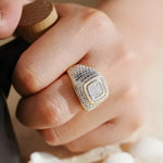 Load image into Gallery viewer, Square Iced Out Diamond Ring 925 Silver With Gold Plated