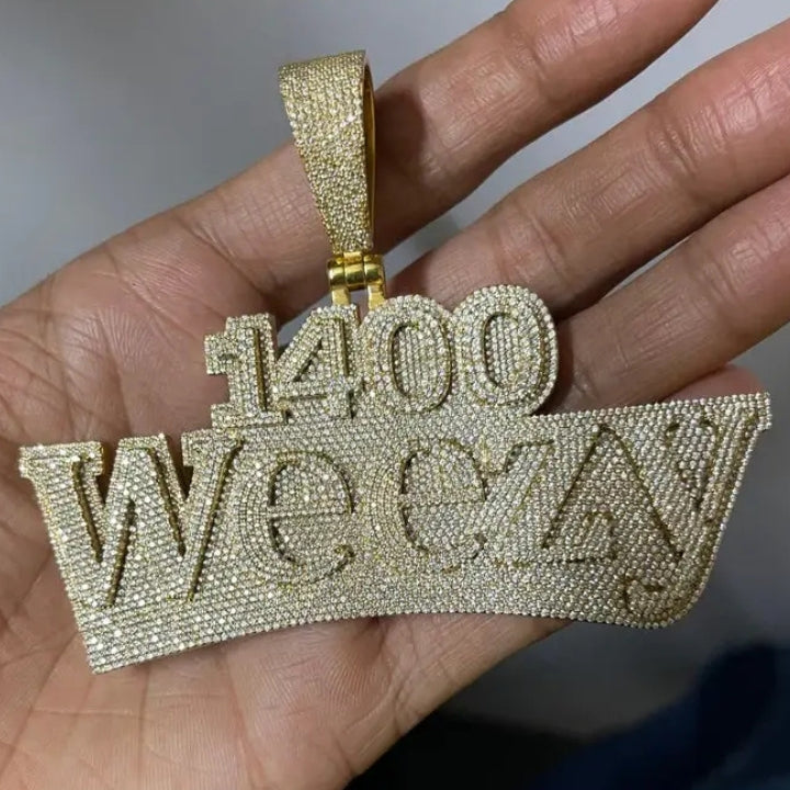 Hip Hop Pendant Gold Plated 18K Moissanite Diamond