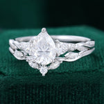 Load image into Gallery viewer, Pear Shaped Moissanite Twisted Engagement Ring Set In White Gold
