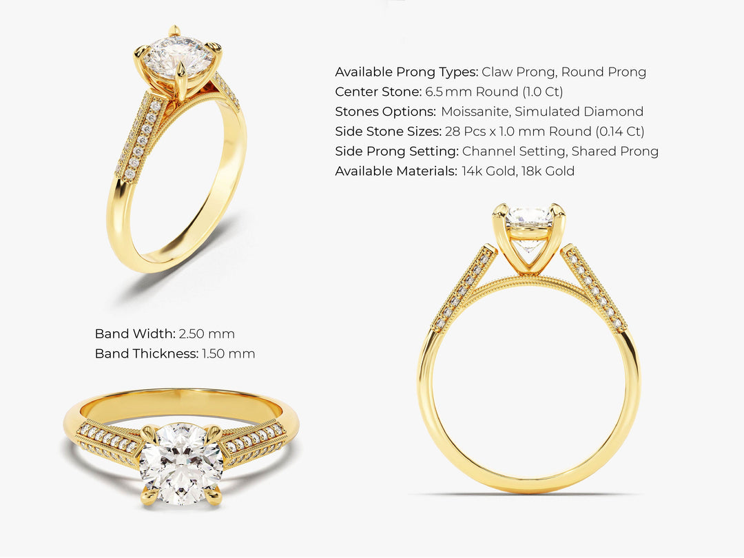 Vintage 1ct Moissanite Diamond Ring
