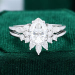 Load image into Gallery viewer, White Gold Pear Shaped Moissanite Engagement Ring Set
