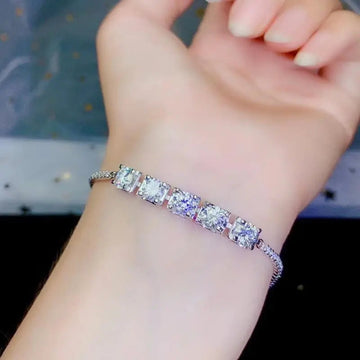 White Gold Plated Silver Moissanite Bracelet Women 2.5ctw