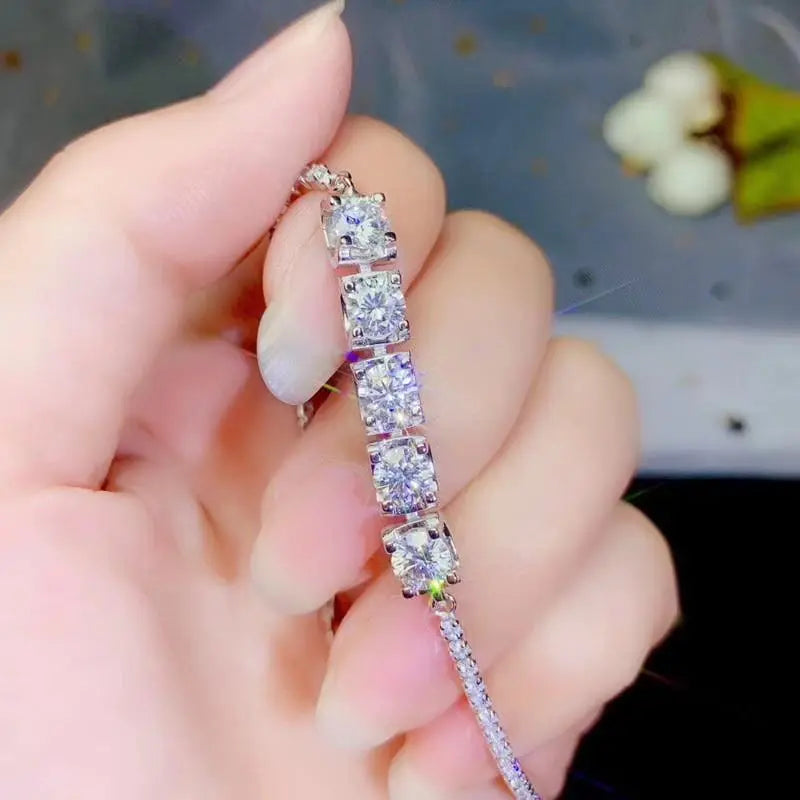 White Gold Plated Silver Moissanite Bracelet Women 2.5ctw