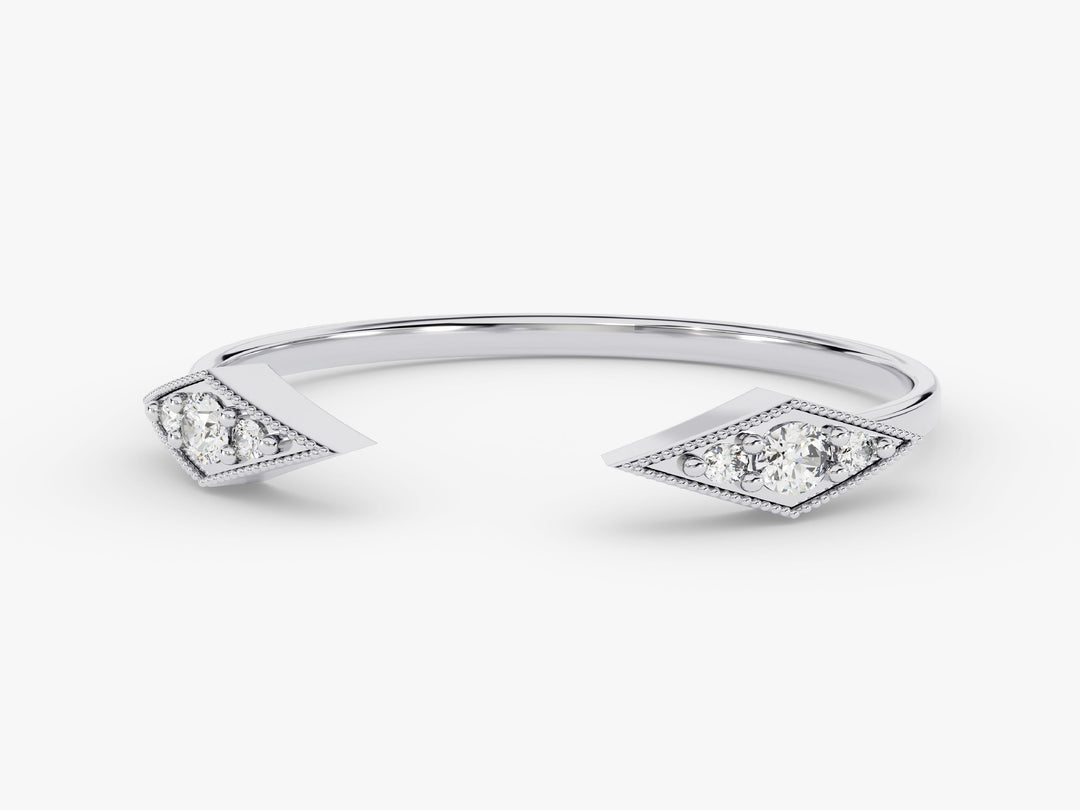 Open Milgrain Moissanite Wedding Band