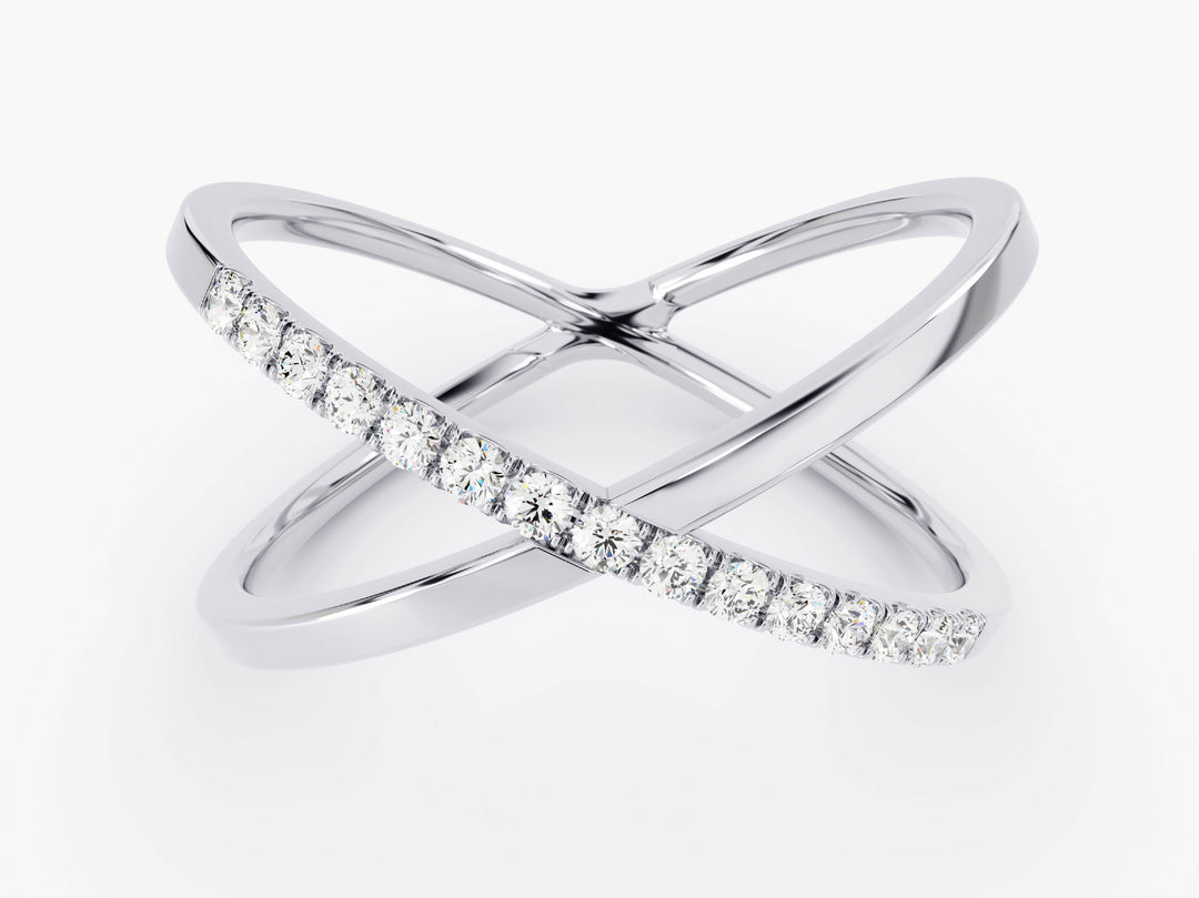 Halfway Set Criss Cross Moissanite Wedding Band