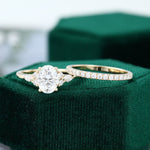 Load image into Gallery viewer, Yellow Gold Oval Moissanite Engagement Ring Set
