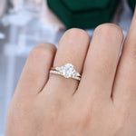 Load image into Gallery viewer, Yellow Gold Oval Moissanite Engagement Ring Set
