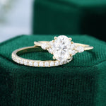 Load image into Gallery viewer, Yellow Gold Oval Moissanite Engagement Ring Set
